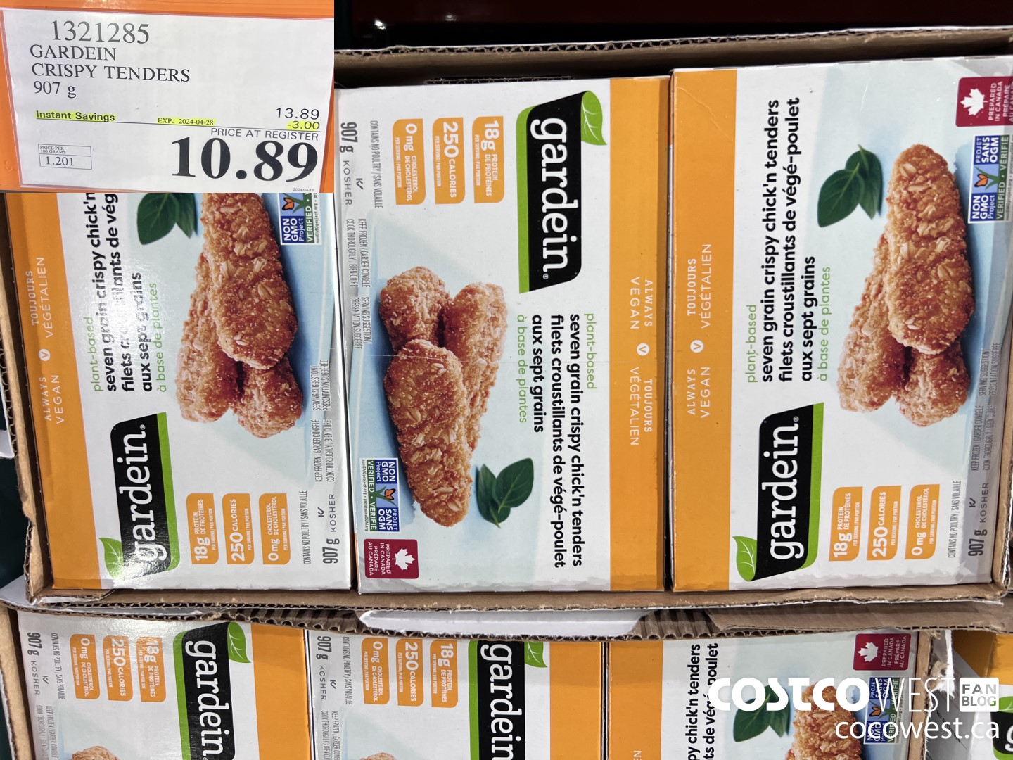 1321285 GARDEIN CRISPY TENDERS 907 g ($3.00 INSTANT SAVINGS EXPIRES ON 2024-04-28) $10.89