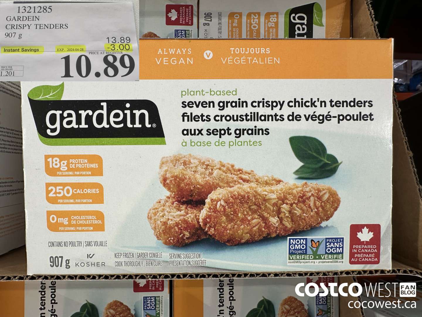 1321285 GARDEIN CRISPY TENDERS 907 g ($3.00 INSTANT SAVINGS EXPIRES ON 2024-04-28) $10.89