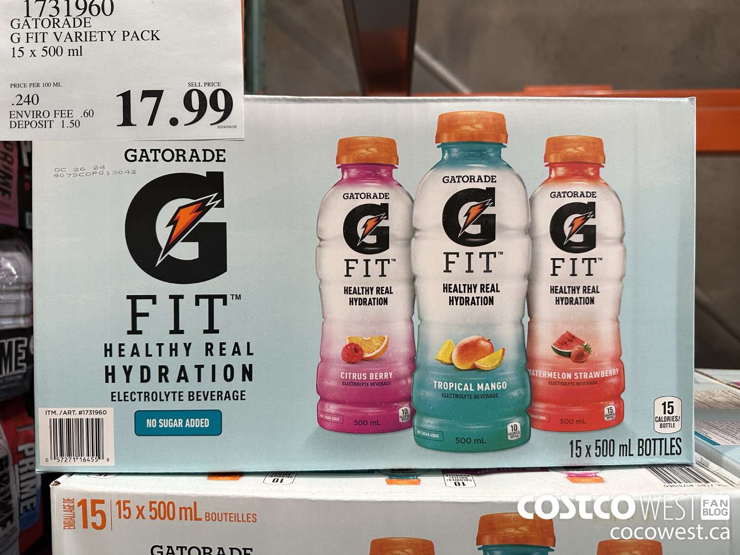 1731960 GATORADE G FIT VARIETY PACK 15 X 500 ML $17.99