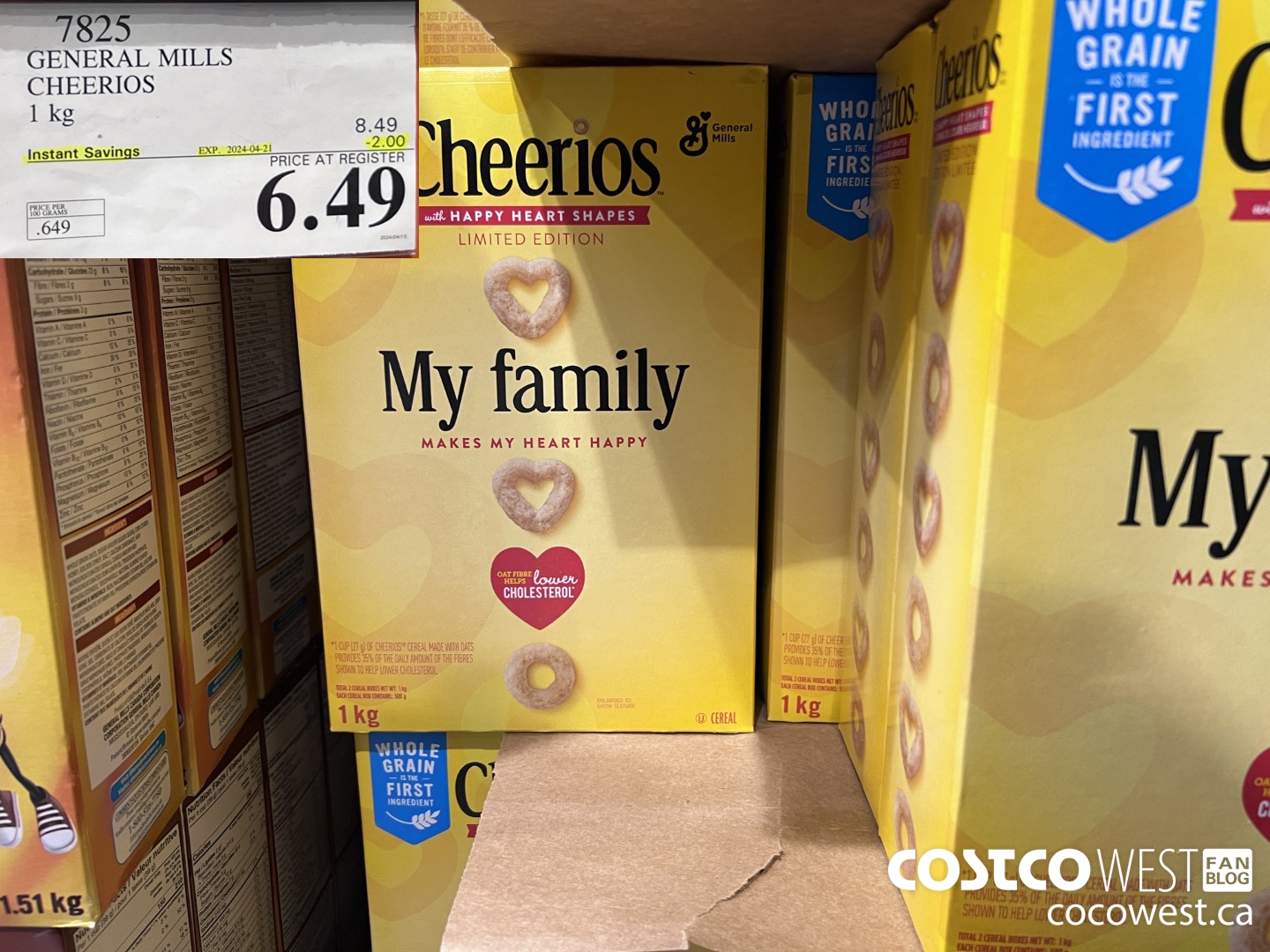 7825 GENERAL MILLS CHEERIOS 1 kg ($2.00 INSTANT SAVINGS EXPIRES ON 2024-04-21) $6.49