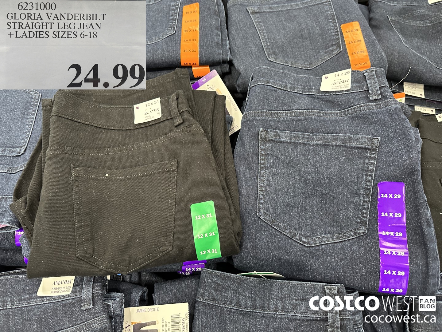 6231000 GLORIA VANDERBILT STRAIGHT LEG JEAN LADIES SIZES 6-18 $24.99