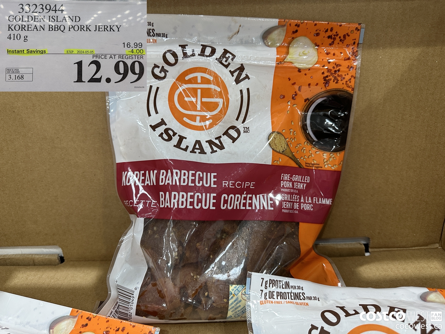 3323944 GOLDEN ISLAND KOREAN BBQ PORK JERKY 410G ($4.00 INSTANT SAVINGS EXPIRES ON 2024-05-05) $12.99