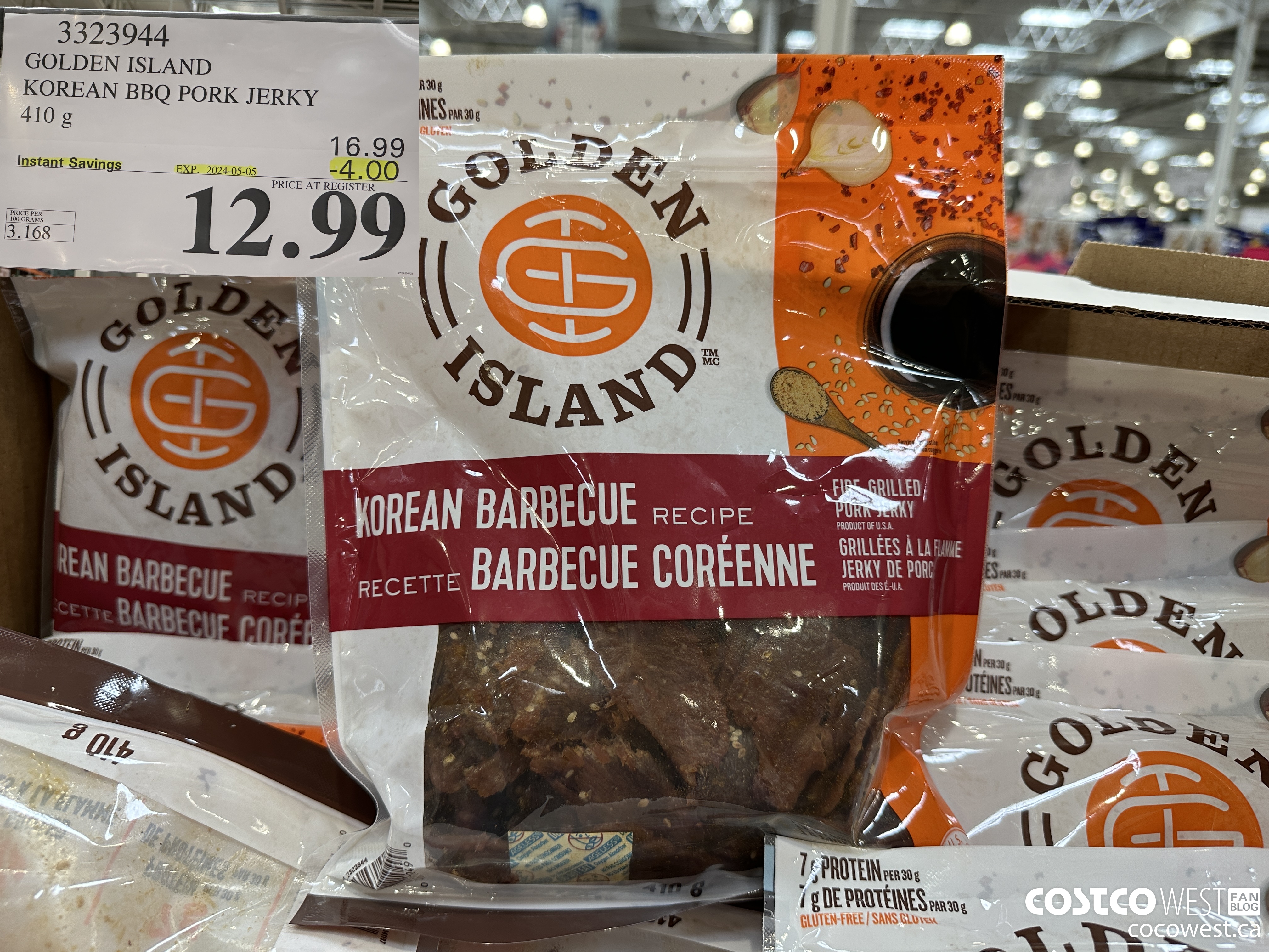 3323944 GOLDEN ISLAND KOREAN BBQ PORK JERKY 410G ($4.00 INSTANT SAVINGS EXPIRES ON 2024-05-05) $12.99