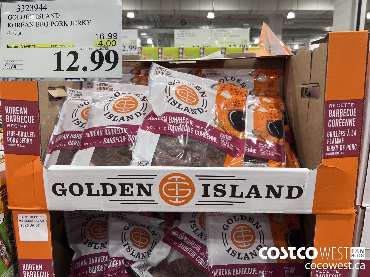 3323944 GOLDEN ISLAND KOREAN BBQ PORK JERKY 410G ($4.00 INSTANT SAVINGS EXPIRES ON 2024-05-05) $12.99