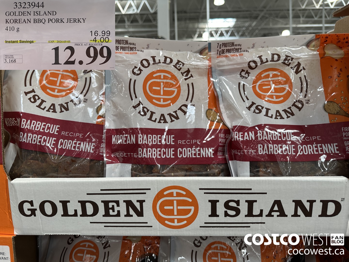 3323944 GOLDEN ISLAND KOREAN BBQ PORK JERKY 410G ($4.00 INSTANT SAVINGS EXPIRES ON 2024-05-05) $12.99