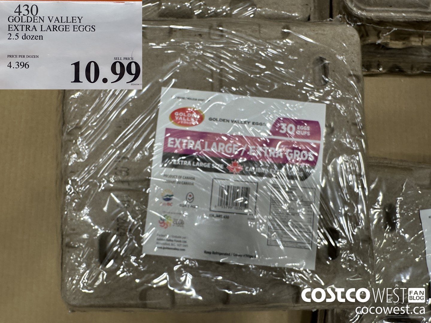 430 GOLDEN VALLEY EXTRA LARGE EGGS 2.5 dozen $10.99