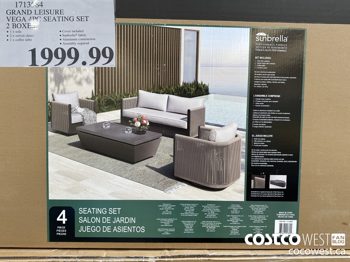 1713584 GRAND LEISURE VEGA 4PC SEATING SET 2 BOXES $1999.99