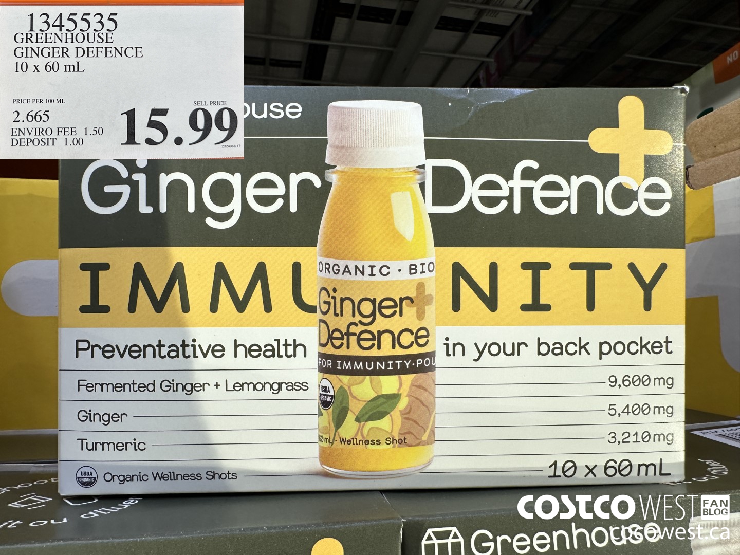 1345535 GREENHOUSE GINGER DEFENCE 10 X 60 ML $15.99