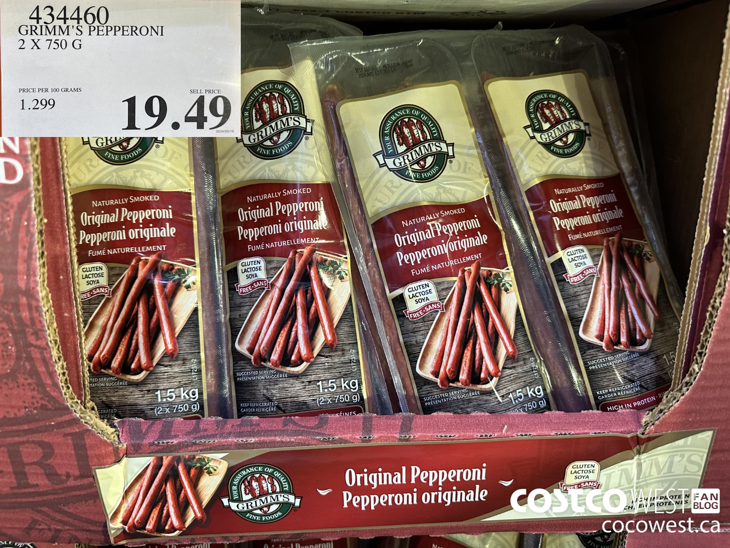 434460 GRIMM'S NATURAL FRESH PEPPERONI 2 x 750 g $19.49