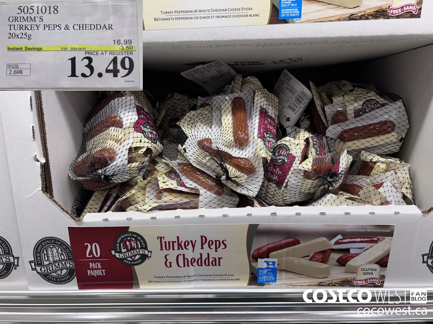 5051018 GRIMM'S TURKEY PEPS & CHEDDAR 20X25G ($3.50 INSTANT SAVINGS EXPIRES ON 2024-04-07) $13.49