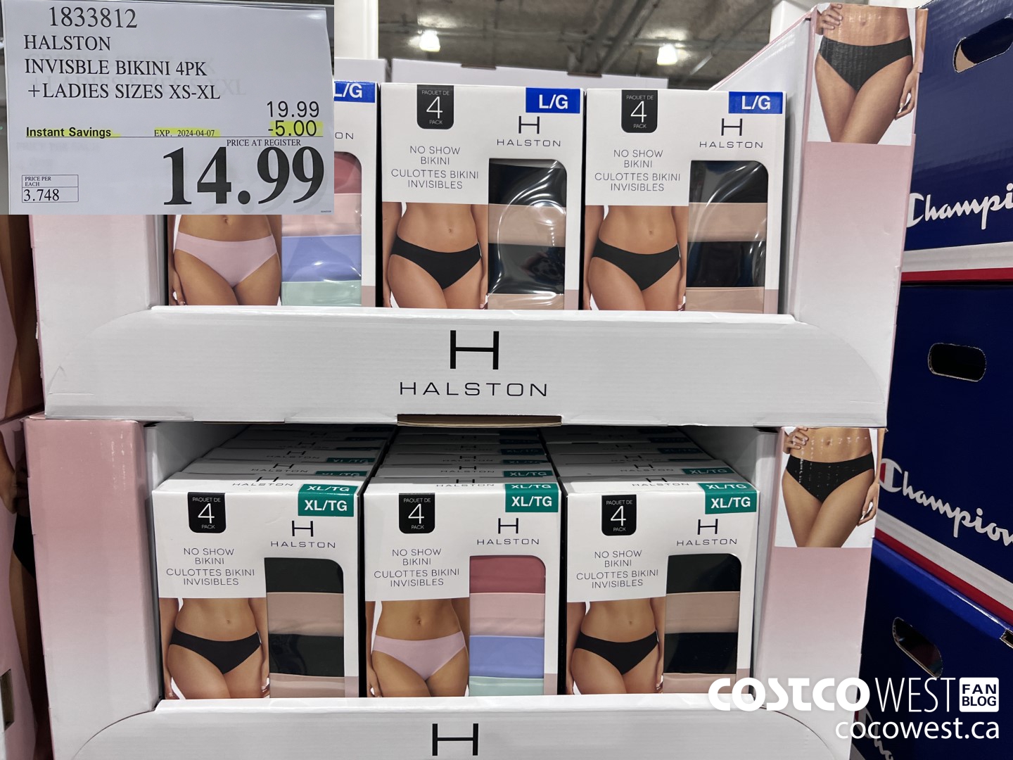 1833812 HALSTON INVISBLE BIKINI 4PK LADIES SIZES XS-XL ($5.00 INSTANT SAVINGS EXPIRES ON 2024-04-07) $14.99