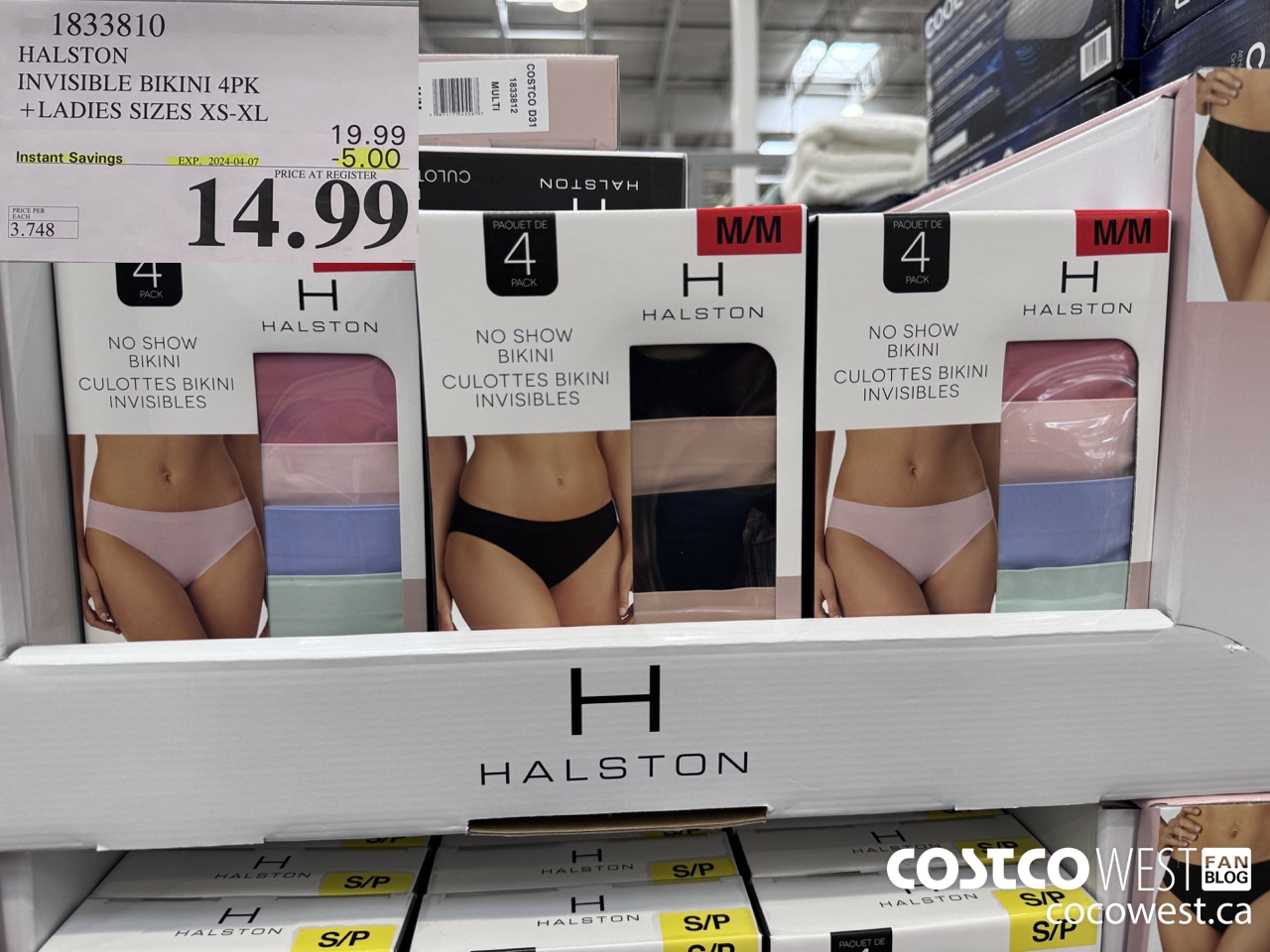 1833810 HALSTON INVISIBLE BIKINI 4PK LADIES SIZES XS-XL ($5.00 INSTANT SAVINGS EXPIRES ON 2024-04-07) $14.99