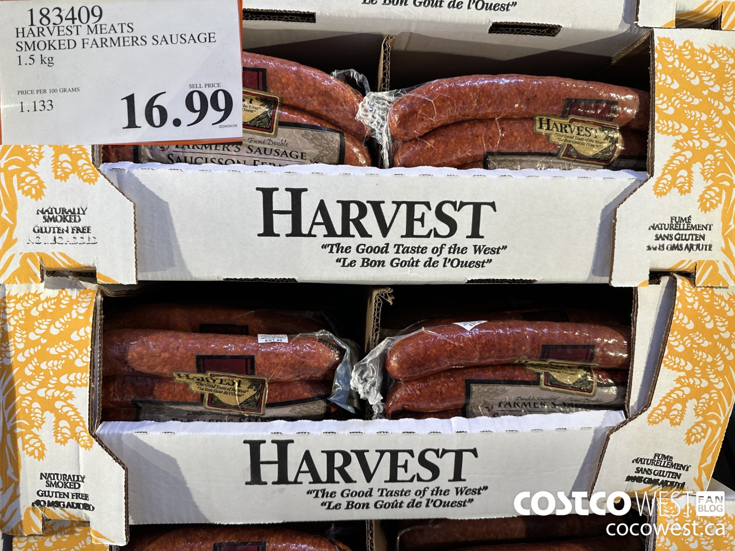 183409 HARVEST MEATS SMOKED FARMERS SAUSAGE 1.5 kg $16.99