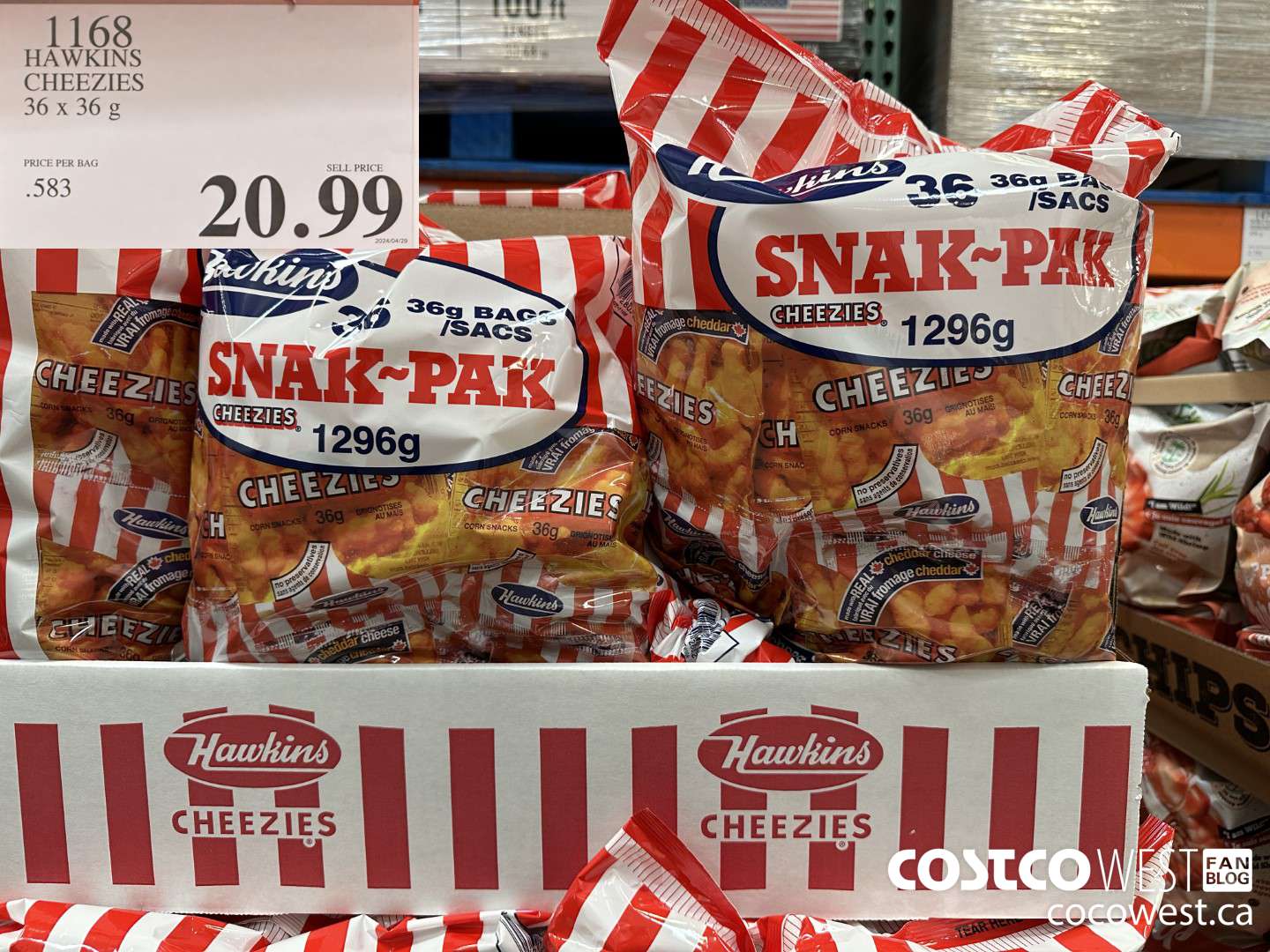 1168 HAWKINS CHEEZIES 36 X 36G $20.99