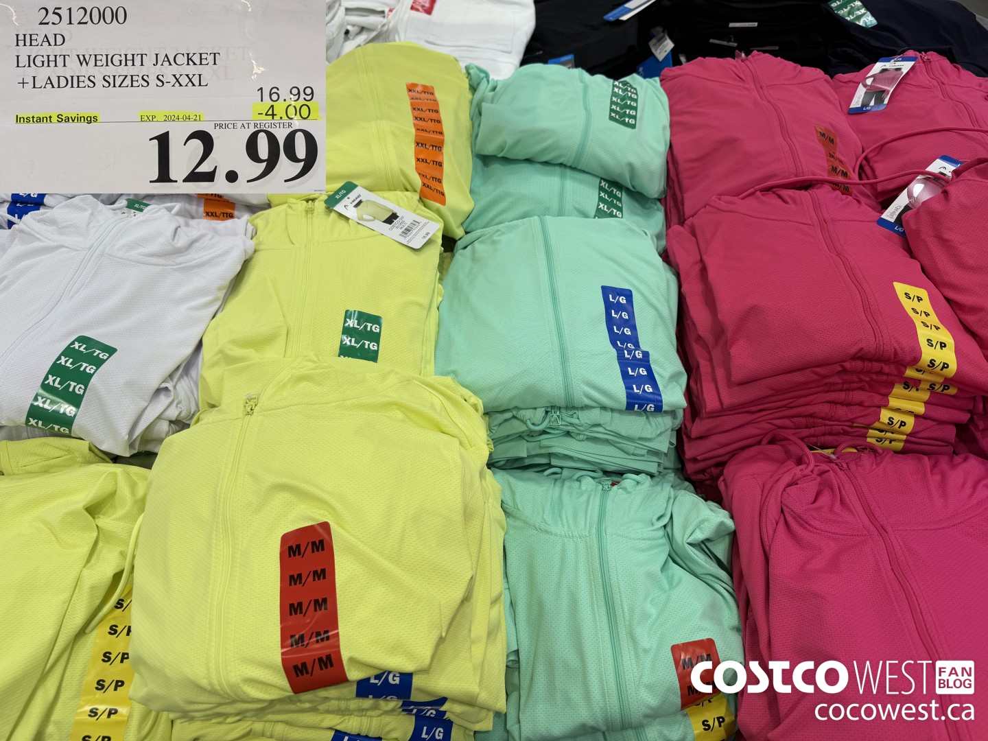 2512000 HEAD LIGHT WEIGHT JACKET LADIES SIZES S-XXL ($4.00 INSTANT SAVINGS EXPIRES ON 2024-04-21) $12.99