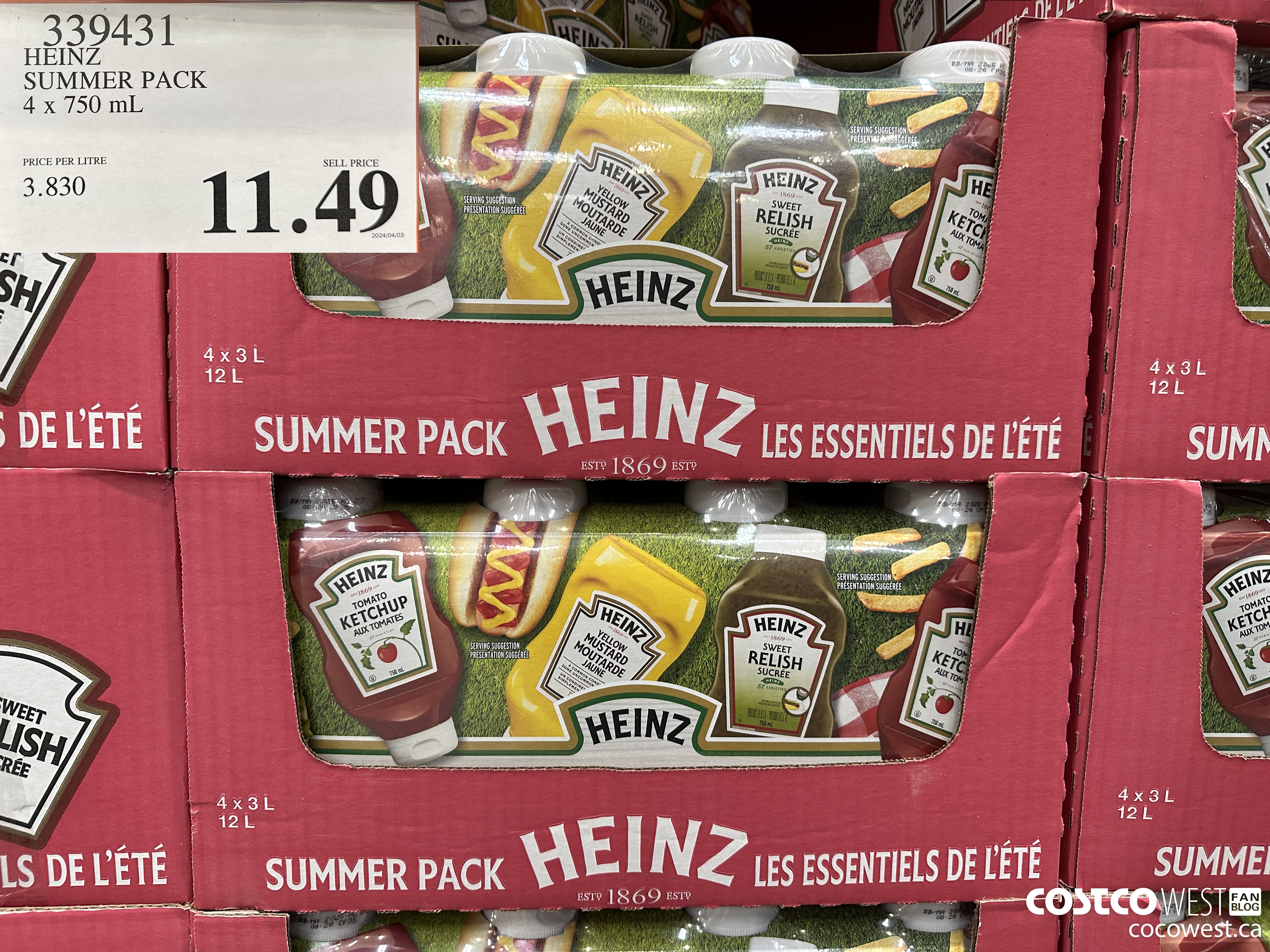 339431 HEINZ SUMMER PACK 4 X 750 ML $11.49