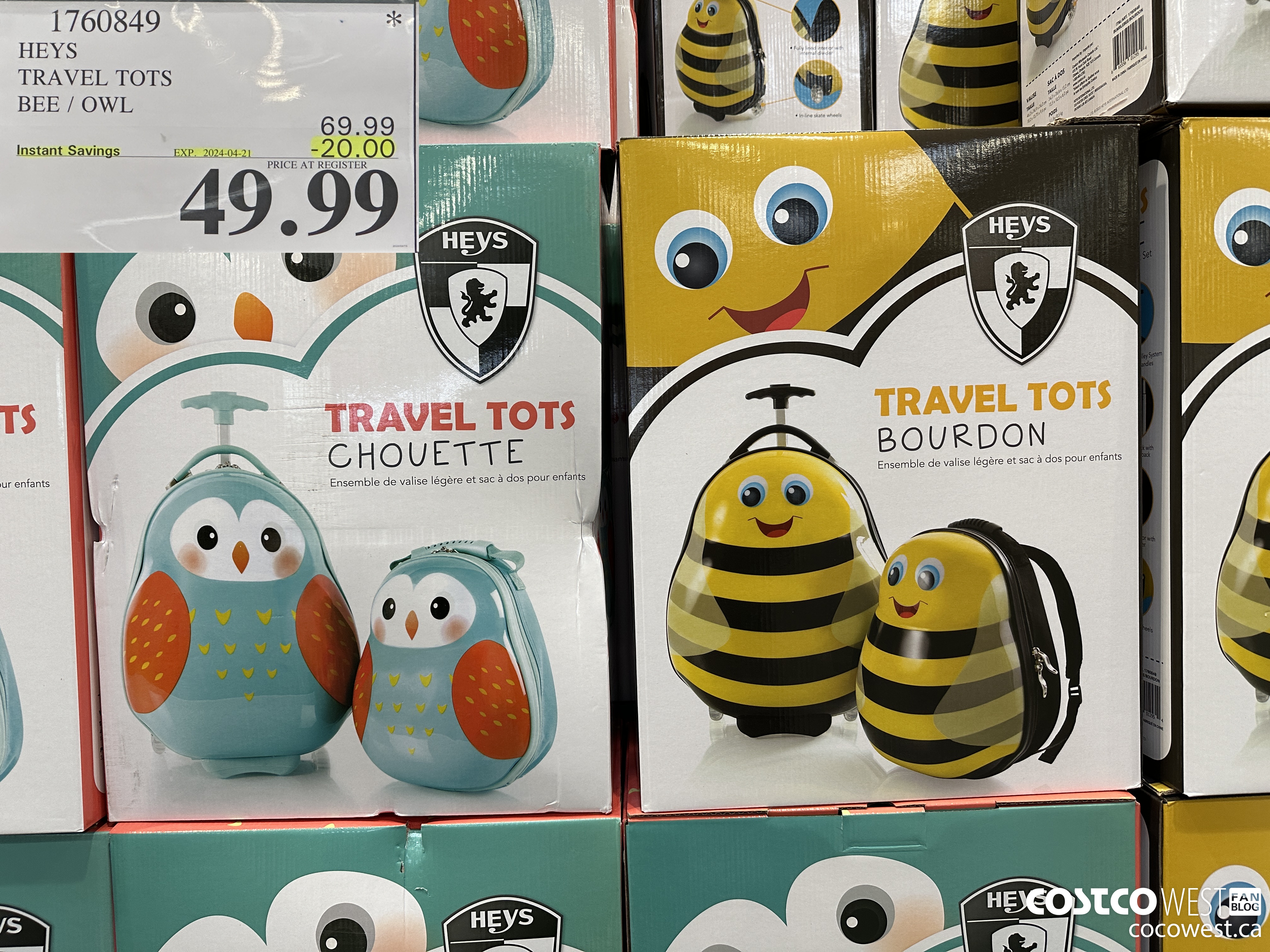 1760849 HEYS TRAVEL TOTS BEE / OWL ($20.00 INSTANT SAVINGS EXPIRES ON 2024-04-21) $49.99