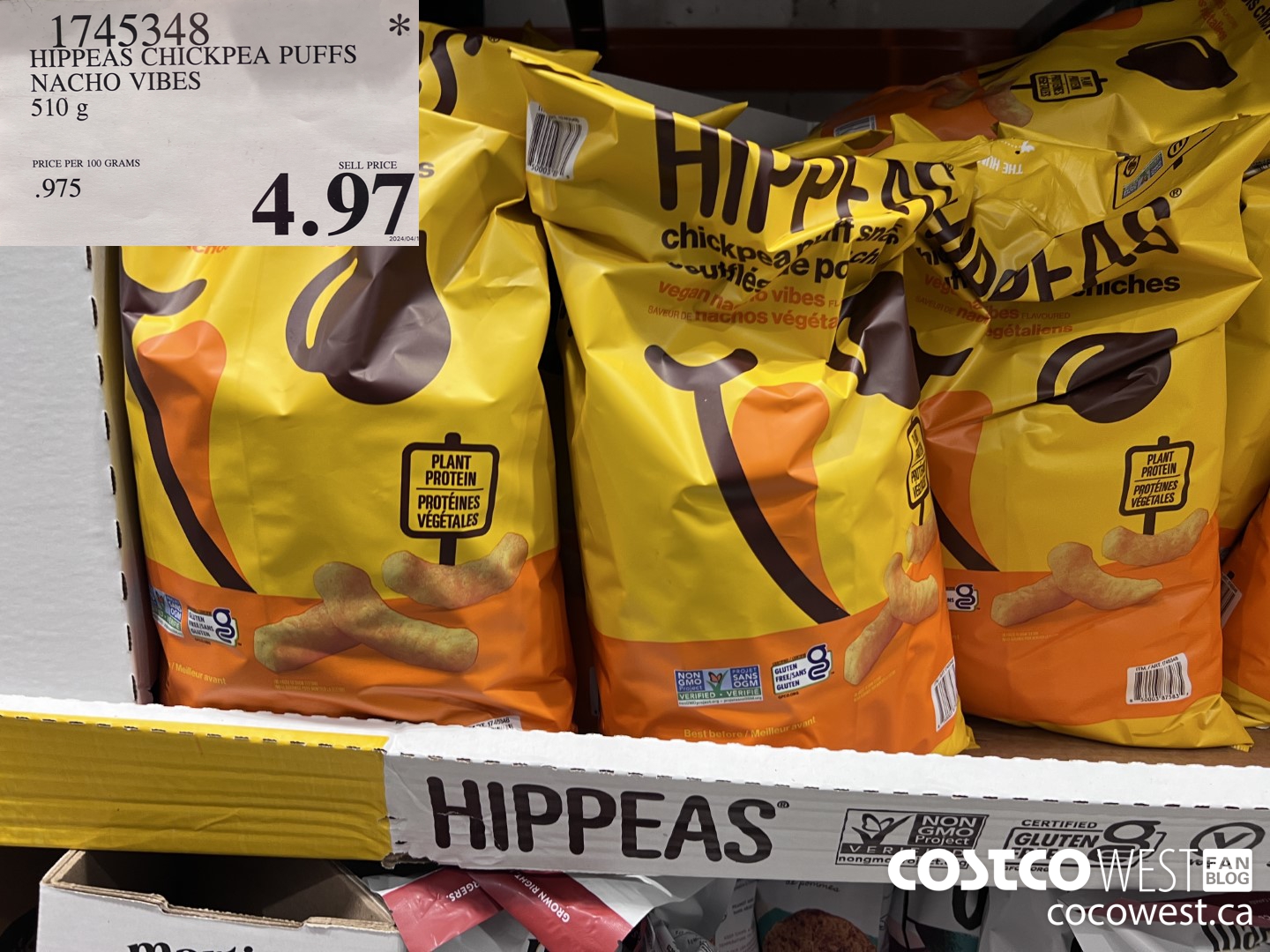 1745348 HIPPEAS CHICKPEA PUFFS NACHO VIBES 510G $4.97