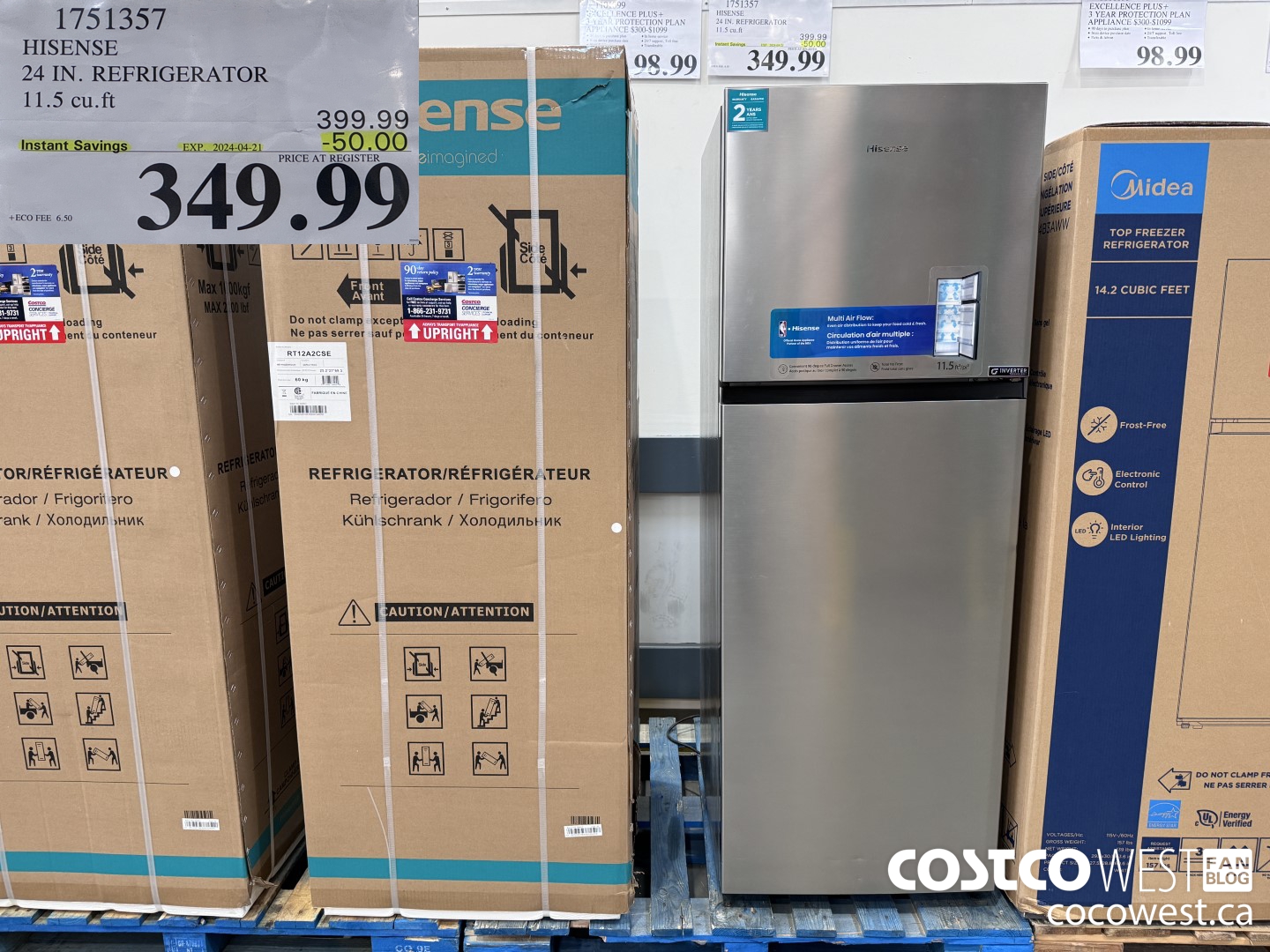 1751357 HISENSE 24 IN. REFRIGERATOR 11.5 CUFT ($50.00 INSTANT SAVINGS EXPIRES ON 2024-04-21) $349.99