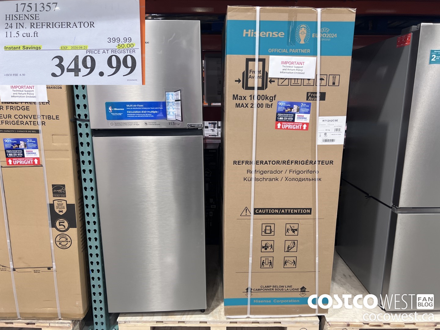 1751357 HISENSE 24 IN. REFRIGERATOR 11.5 CUFT ($50.00 INSTANT SAVINGS EXPIRES ON 2024-04-21) $349.99