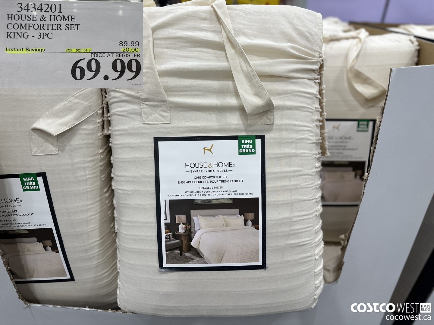 3434201 HOUSE & HOME COMFORTER SET KING 3PC ($20.00 INSTANT SAVINGS EXPIRES ON 2024-04-14) $69.99