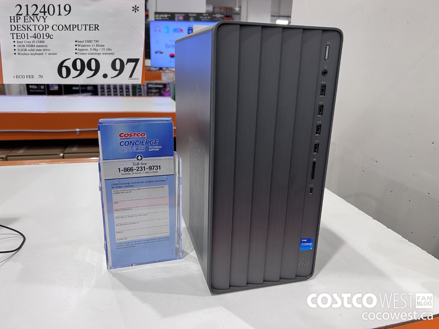 2124019 HP ENVY DESKTOP COMPUTER TE01-4019C $699.97