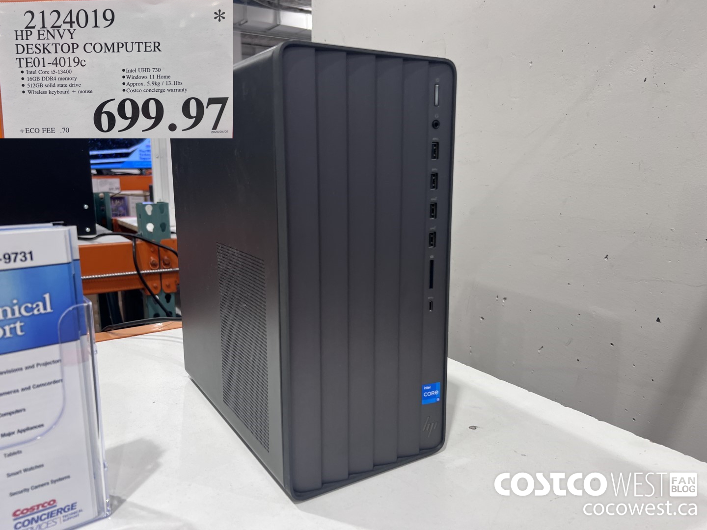 2124019 HP ENVY DESKTOP COMPUTER TE01-4019C $699.97