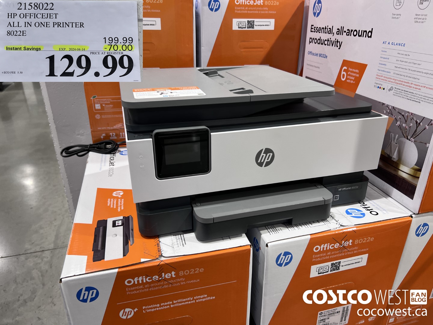 2158022 HP OFFICEJET ALL IN ONE PRINTER 8022E ($70.00 INSTANT SAVINGS EXPIRES ON 2024-04-14) $129.99