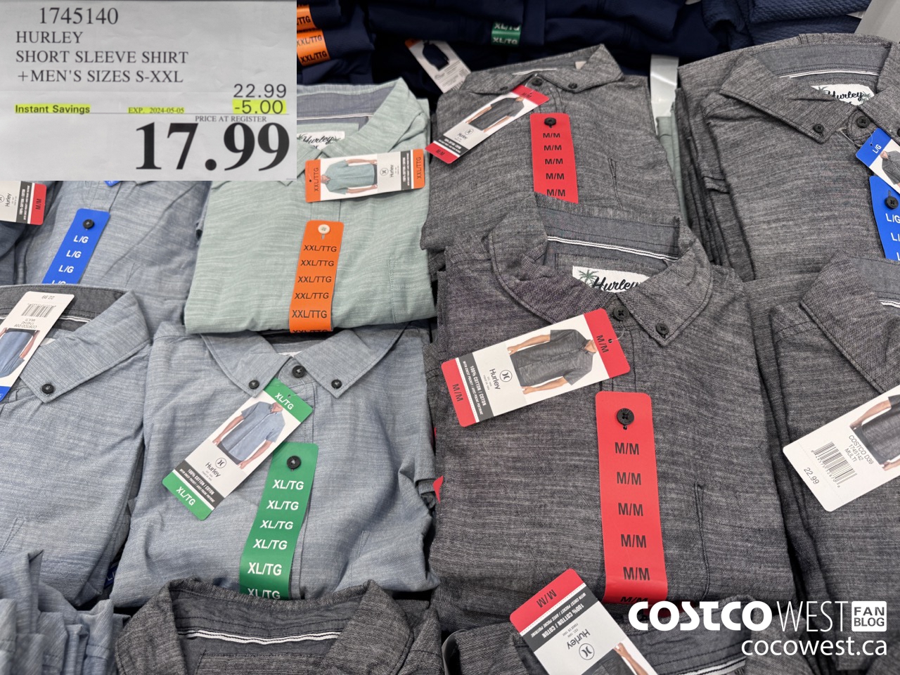 1745140 HURLEY SHORT SLEEVE SHIRT MEN'S SIZES S-XXL ($5.00 INSTANT SAVINGS EXPIRES ON 2024-05-05) $17.99