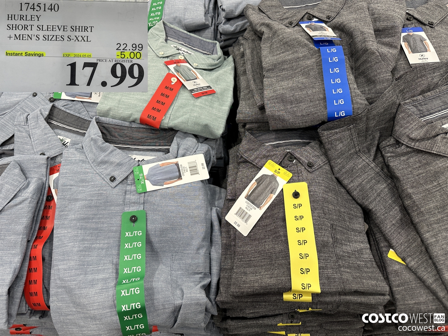 1745140 HURLEY SHORT SLEEVE SHIRT MEN'S SIZES S-XXL ($5.00 INSTANT SAVINGS EXPIRES ON 2024-05-05) $17.99