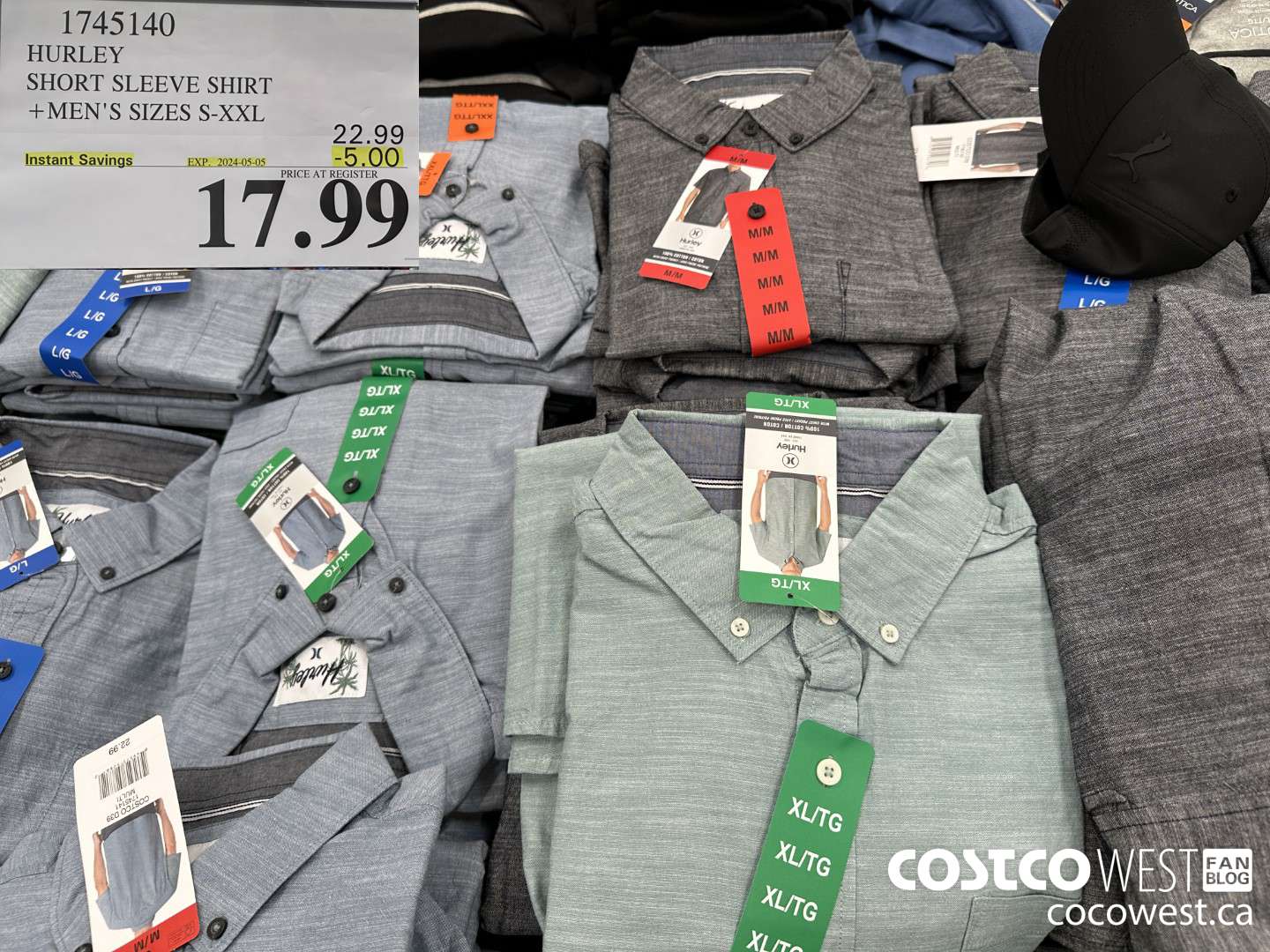 1745140 HURLEY SHORT SLEEVE SHIRT MEN'S SIZES S-XXL ($5.00 INSTANT SAVINGS EXPIRES ON 2024-05-05) $17.99