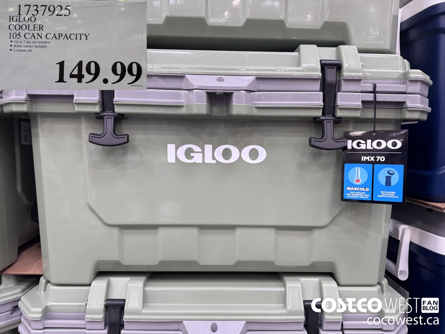 1737925 IGLOO COOLER 105 CAN CAPACITY $149.99