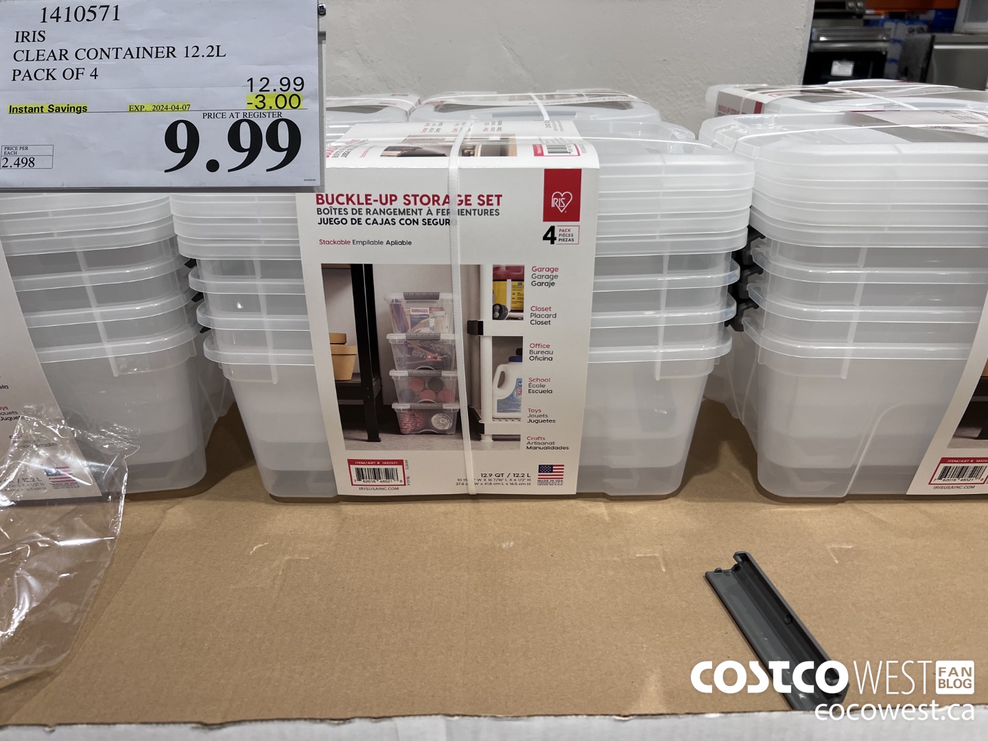 1410571 IRIS CLEAR CONTAINER 12.2L PACK OF 4 ($3.00 INSTANT SAVINGS EXPIRES ON 2024-04-07) $9.99