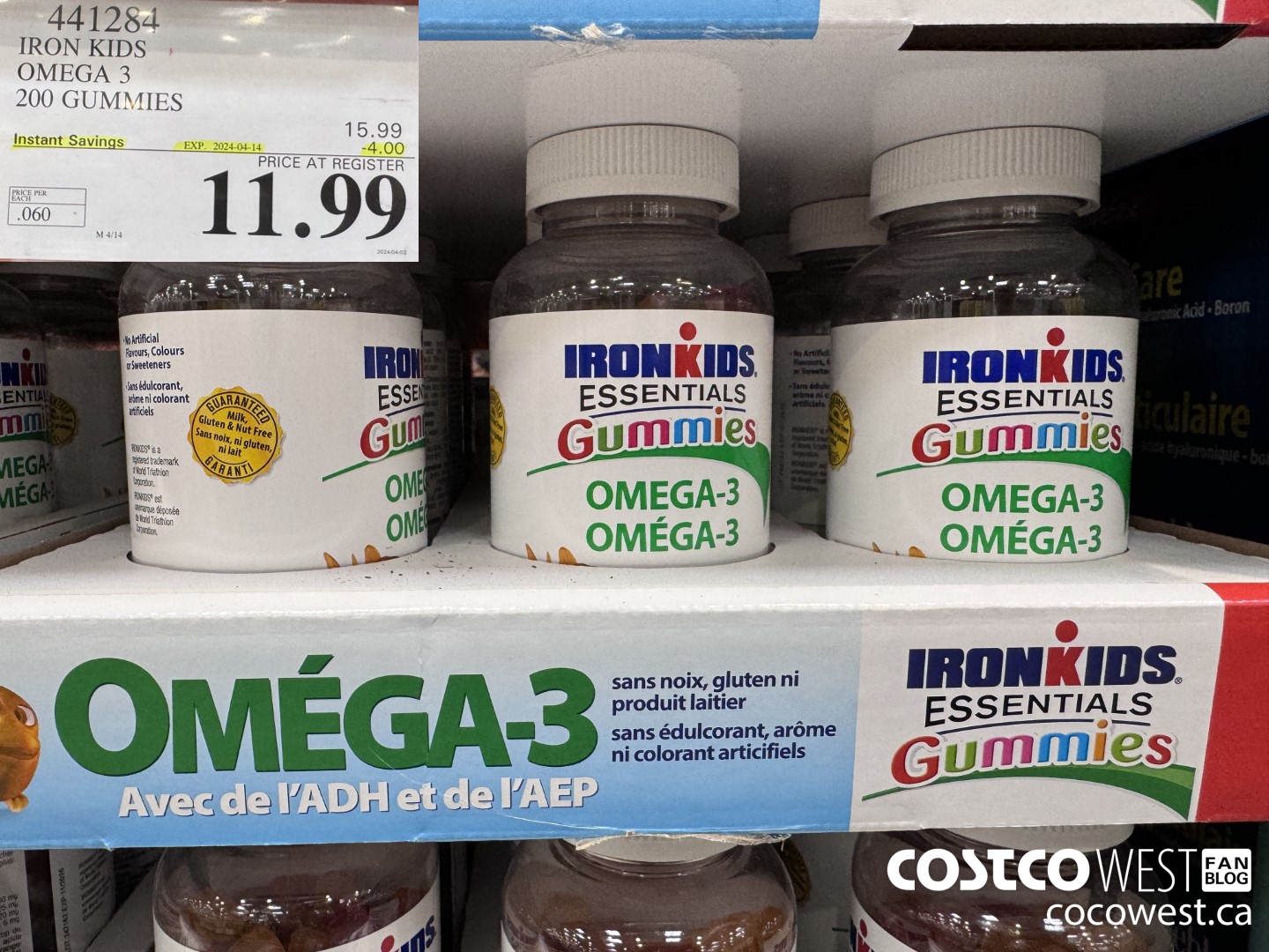 441284 IRON KIDS OMEGA 3 200 GUMMIES ($4.00 INSTANT SAVINGS EXPIRES ON 2024-04-14) $11.99
