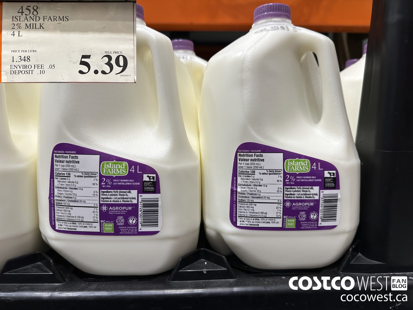 458 ISLAND FARMS 2% MILK 4L $5.39