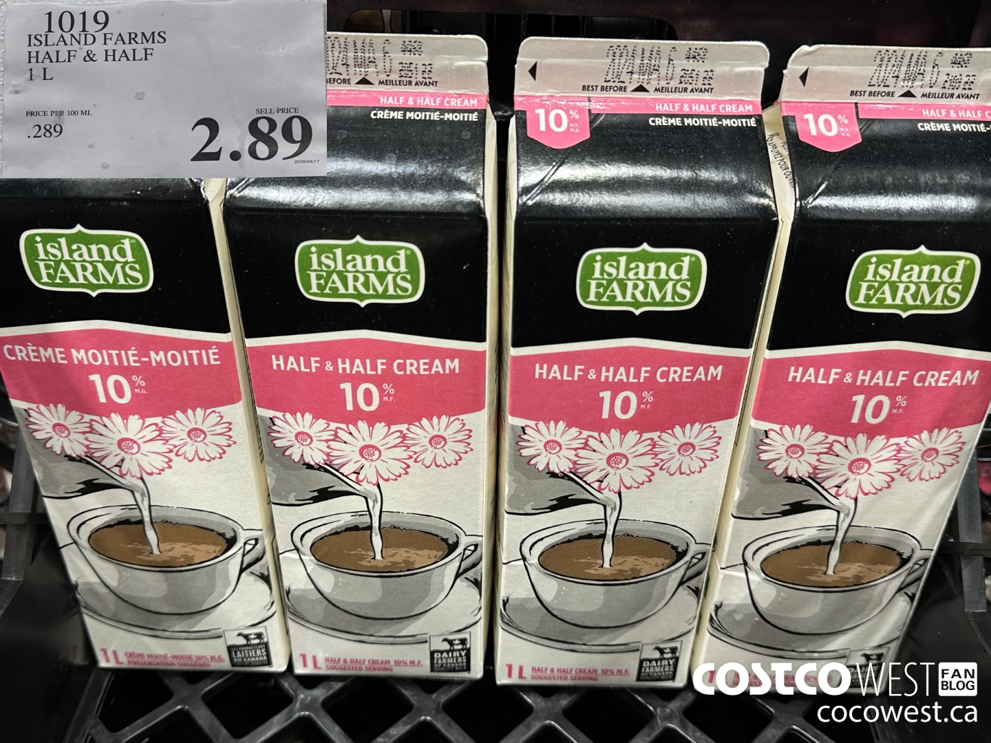 1019 ISLAND FARMS HALF & HALF 1L $2.89