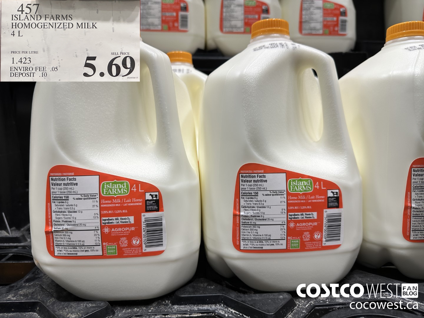 457 ISLAND FARMS HOMOGENIZED MILK 4L $5.69