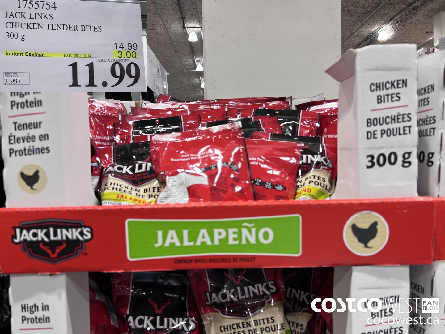 1755754 JACK LINKS CHICKEN TENDER BITES 300G ($3.00 INSTANT SAVINGS EXPIRES ON 2024-04-14) $11.99