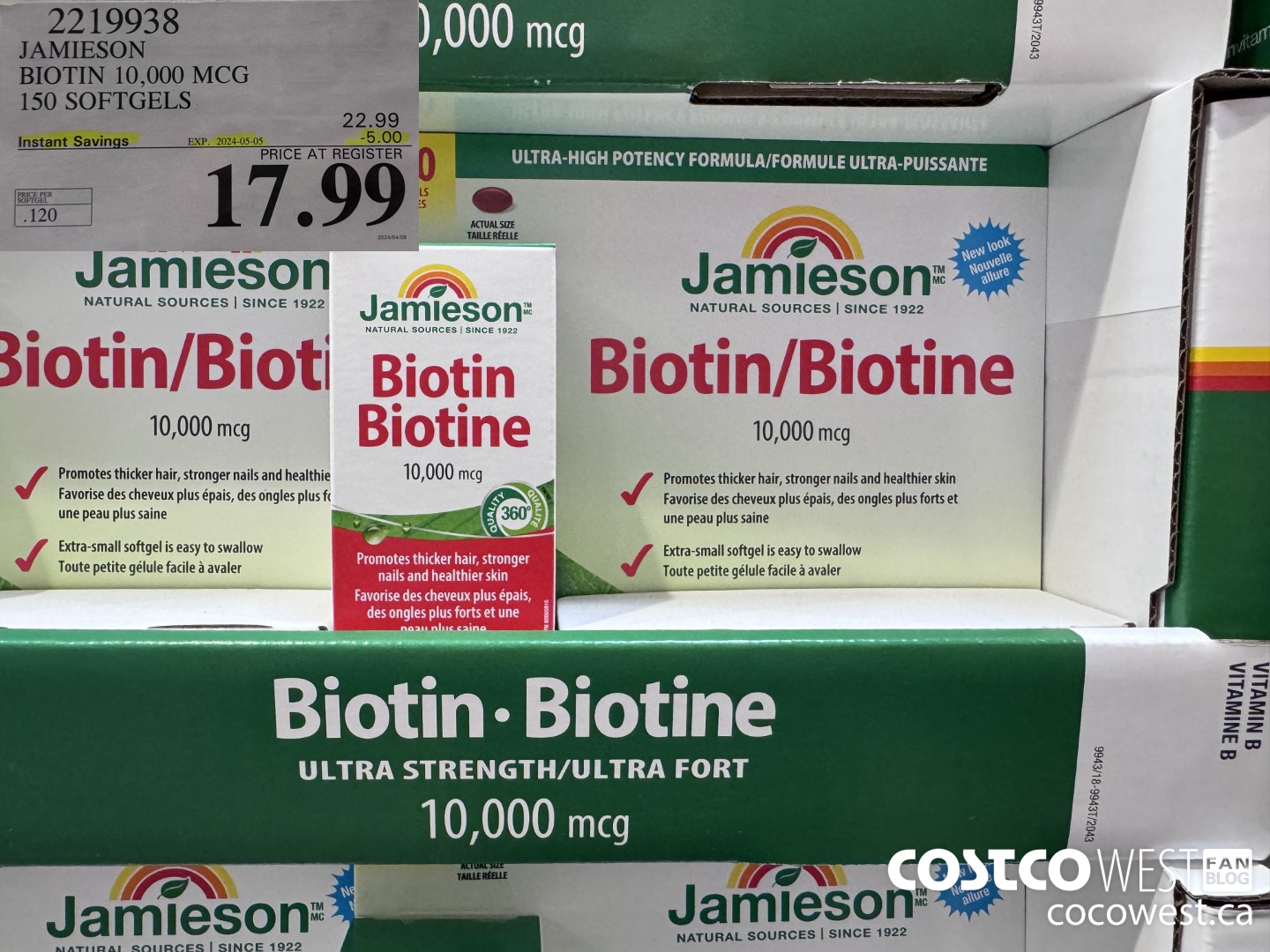 2219938 JAMIESON BIOTIN 10,000 MCG 150 SOFTGELS ($5.00 INSTANT SAVINGS EXPIRES ON 2024-05-05) $17.99