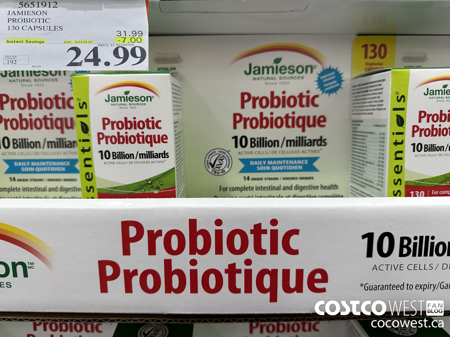 5651912 JAMIESON PROBIOTIC 130 CAPSULES ($7.00 INSTANT SAVINGS EXPIRES ON 2024-05-05) $24.99