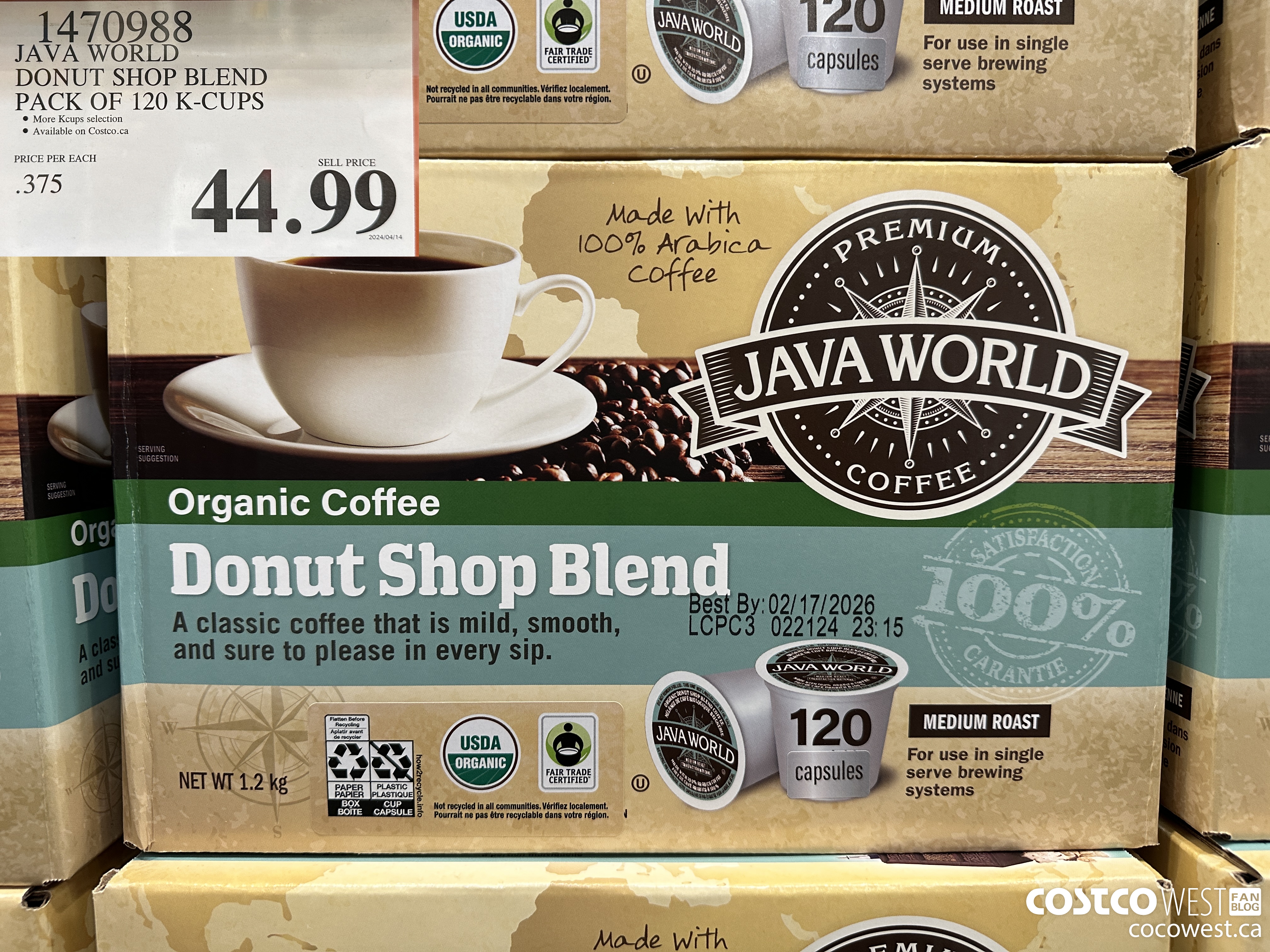 1470988 JAVA WORLD DONUT SHOP PACK OF 120 K-CUPS $44.99