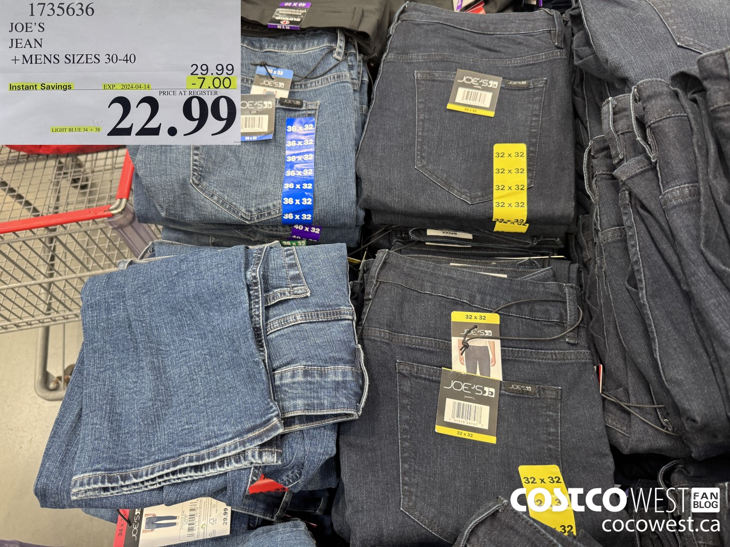 1735636 JOE'S JEAN MENS SIZES 30-40 ($7.00 INSTANT SAVINGS EXPIRES ON 2024-04-14) $22.99