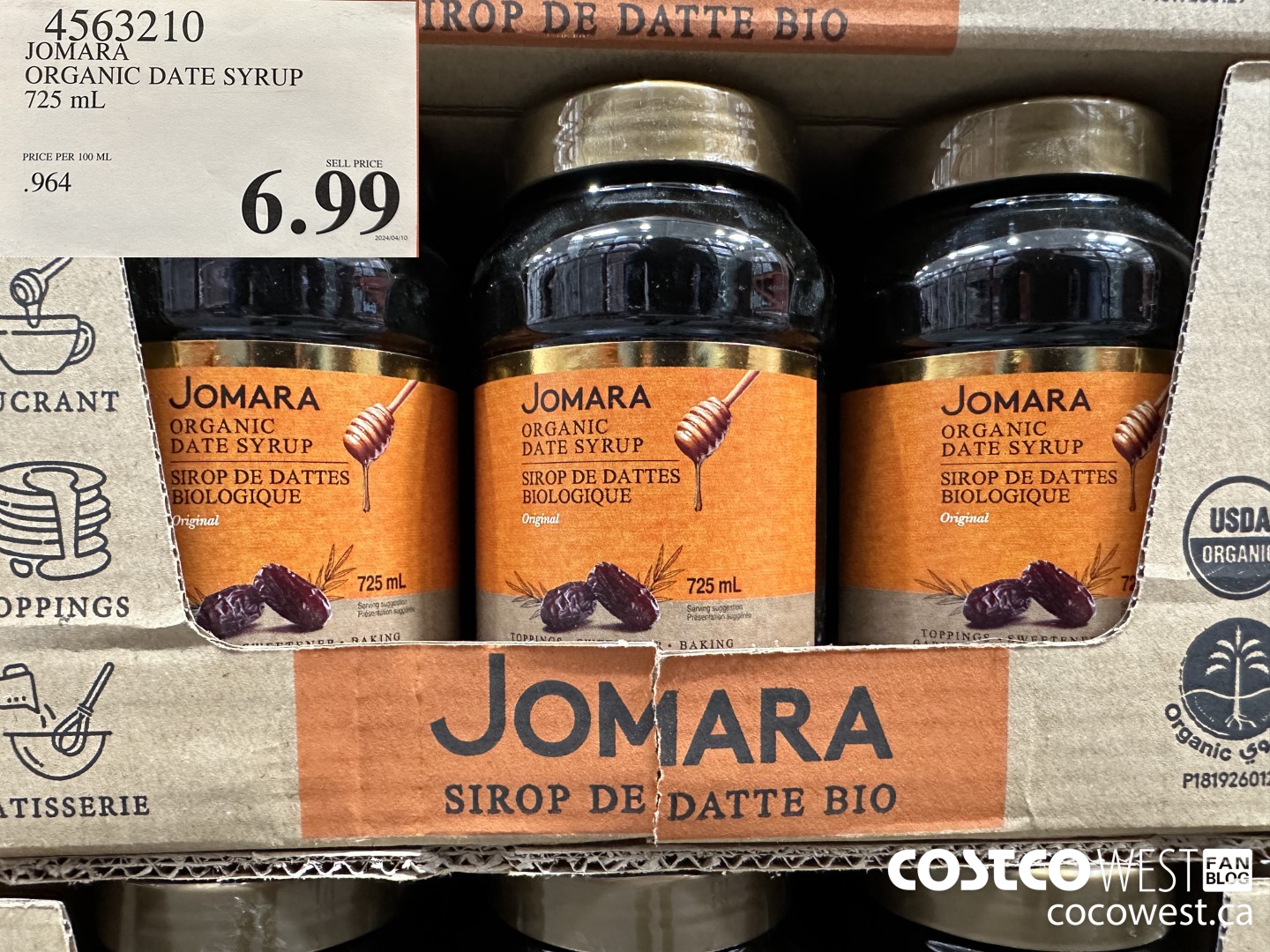 4563210 JOMA ORGANIC DATE SYRUP 725 mL  $6.99