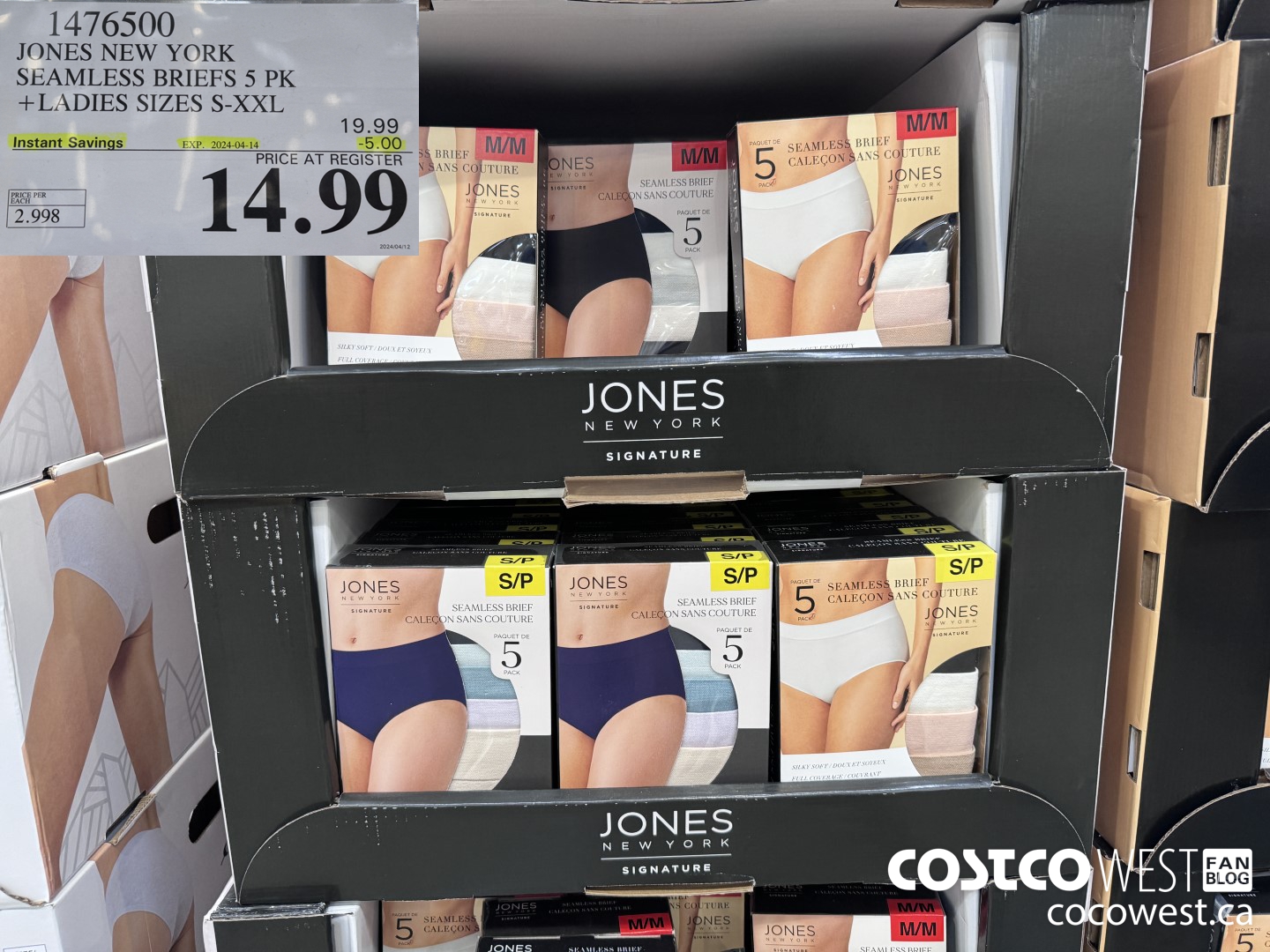 1476500 JONES NEW YORK SEAMLESS BRIEF 5PK LADIES SIZES S-XXL 2024-047-14 ($5.00 INSTANT SAVINGS) $14.99