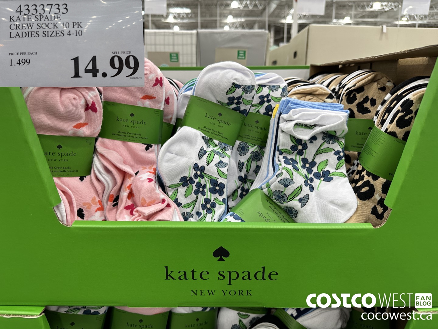 4333733 KATE SPADE CREW SOCK 10 PK LADIES SIZES 4-10 $14.99