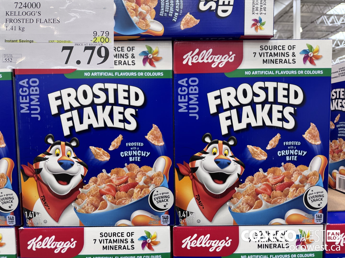 724000 KELLOGGS FROSTED FLAKES MEGA 1.41 kg ($2.00 INSTANT SAVINGS EXPIRES ON 2024-05-05) $7.79