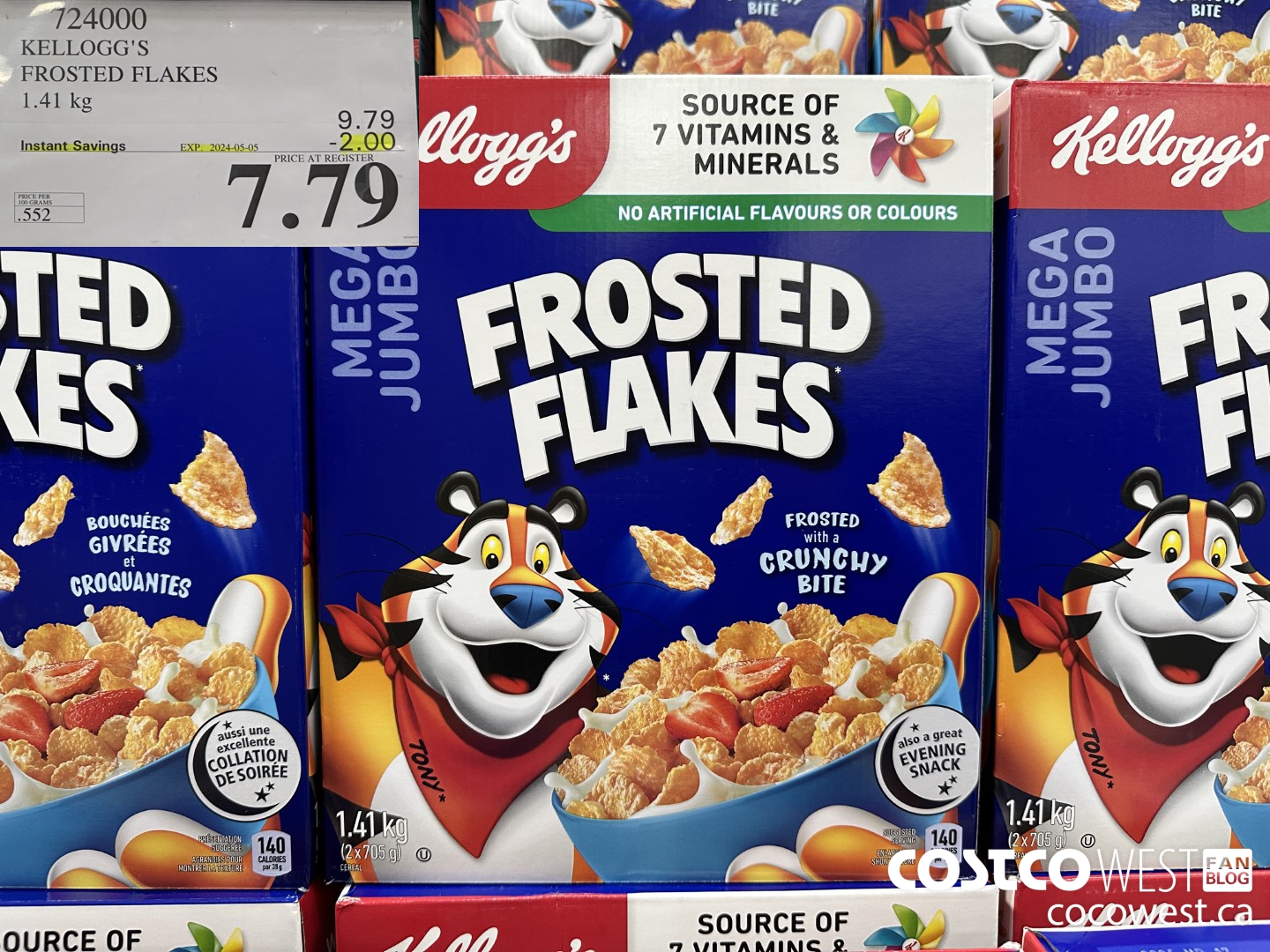 724000 KELLOGGS FROSTED FLAKES MEGA 1.41 kg ($2.00 INSTANT SAVINGS EXPIRES ON 2024-05-05) $7.79