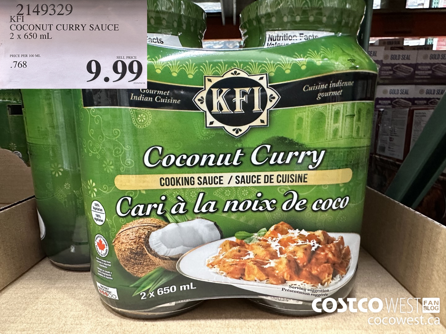 2149329 KFI COCONUT CURRY SAUCE 2 x 650 mL $9.99