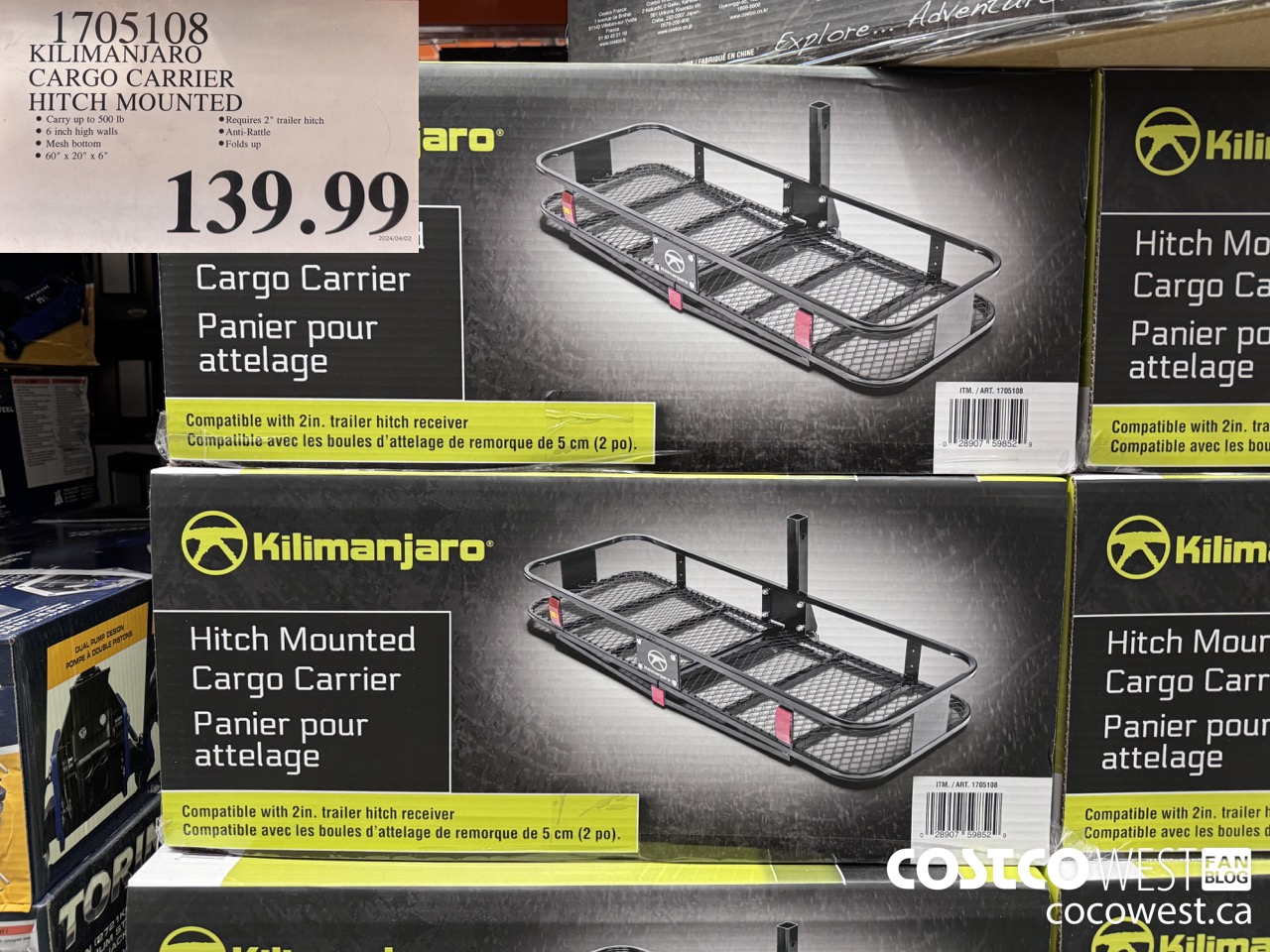 1705108 KILIMANJARO CARGO CARRIER HITCH MOUNTED $139.99