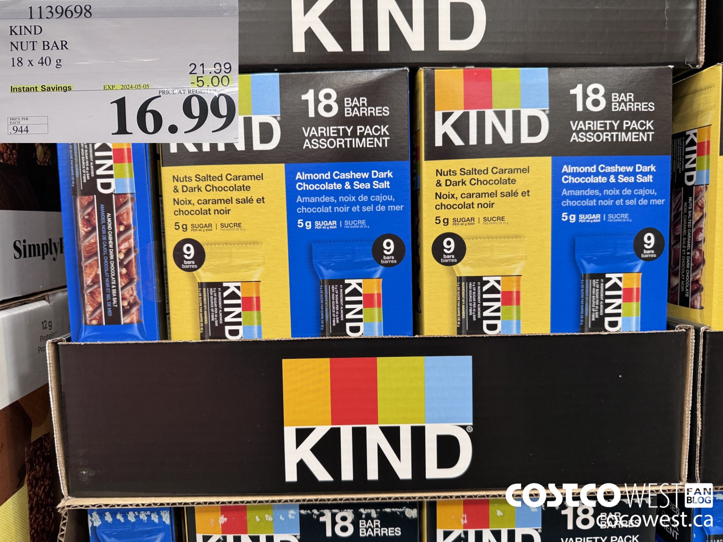 1139698 KIND NUT BAR 18 x 40 g ($5.00 INSTANT SAVINGS EXPIRES ON 2024-05-05) $16.99